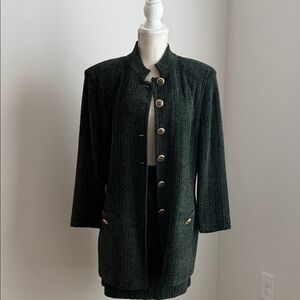 St. John Collection Dark Green Sparkle  Suit